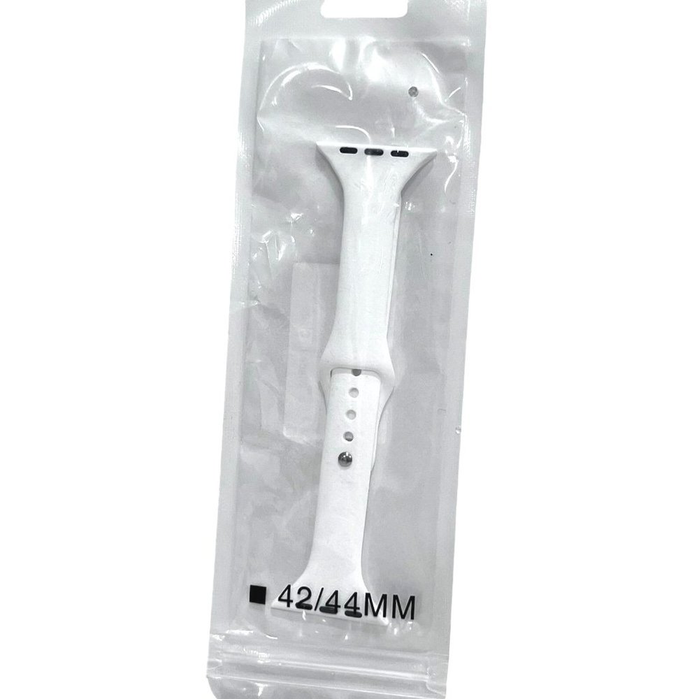 Silicone White Sports Slim Watch Band For Apple Watch Size 42mm-44mm